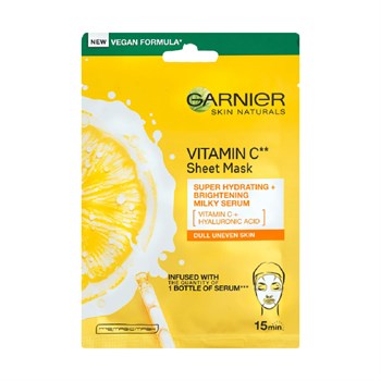 Garnier Skin Naturals C Vitamini Parlaklık Verici Kağıt Yüz Maskesi Yoğun Nem+Parlaklık Verici