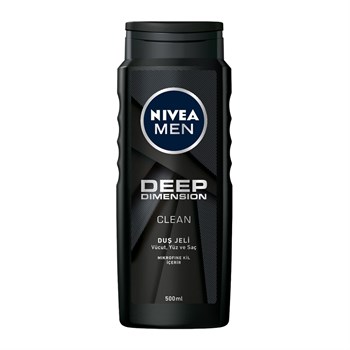 Nivea Men Deep Dimension Clean Duş Jeli Vücut, Yüz ve Saç İçin 500ml