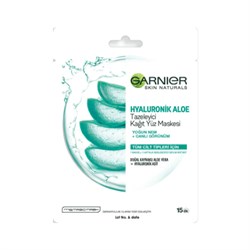 Garnier Hyaluronik Aloe Tazeleyici Kağıt Yüz Maskesi / Tüm Cilt Tipleri 